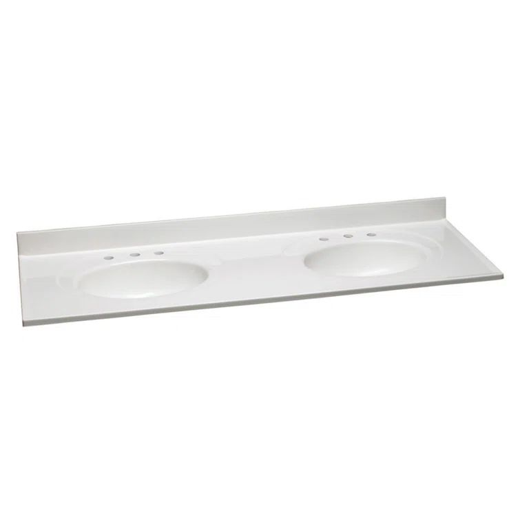 73-Inch White Cultured Marble Double Sink Vanity Top with Backsplash