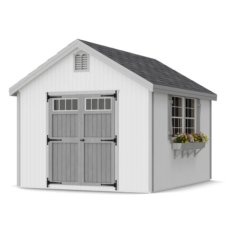 Colonial Williamsburg 10' x 12' White and Gray Wood Storage Shed Kit