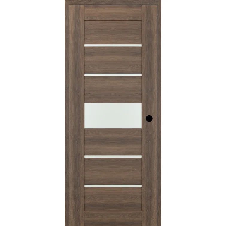 Pecan Nutwood Pine Composite Interior Door with Frosted Glass