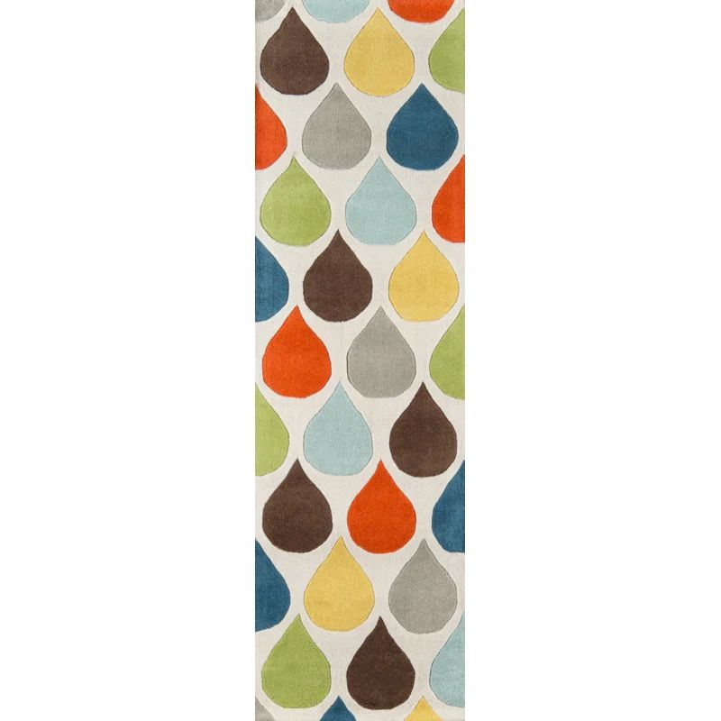 Handmade Multi-Color Geometric Wool Runner Rug 2'3" x 8'