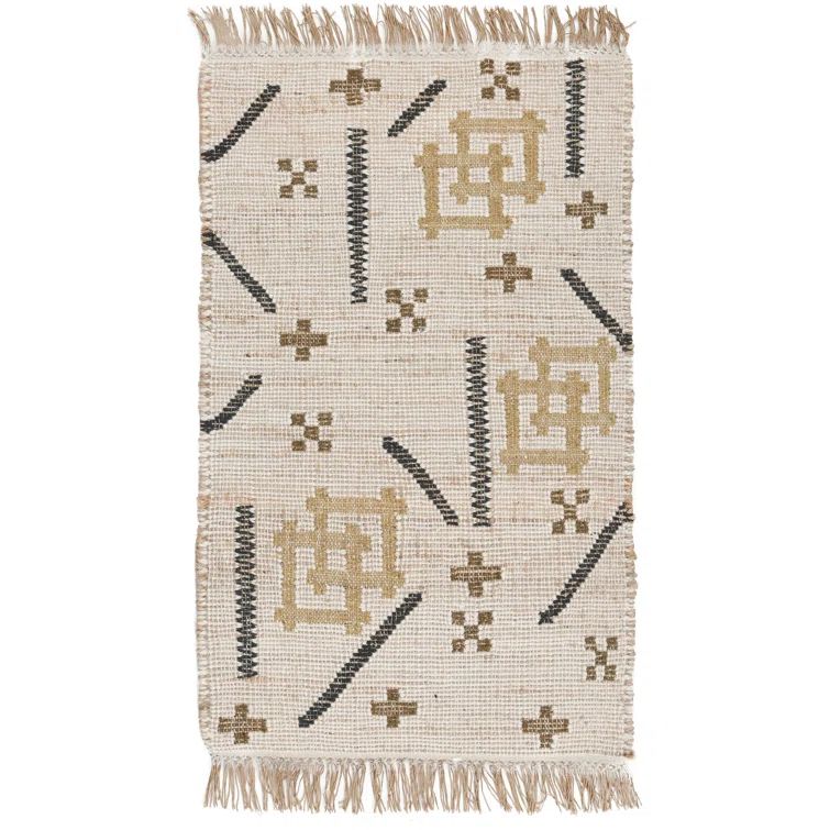 Handmade Ivory Multi Geometric Wool Rectangular Area Rug 8' x 10'