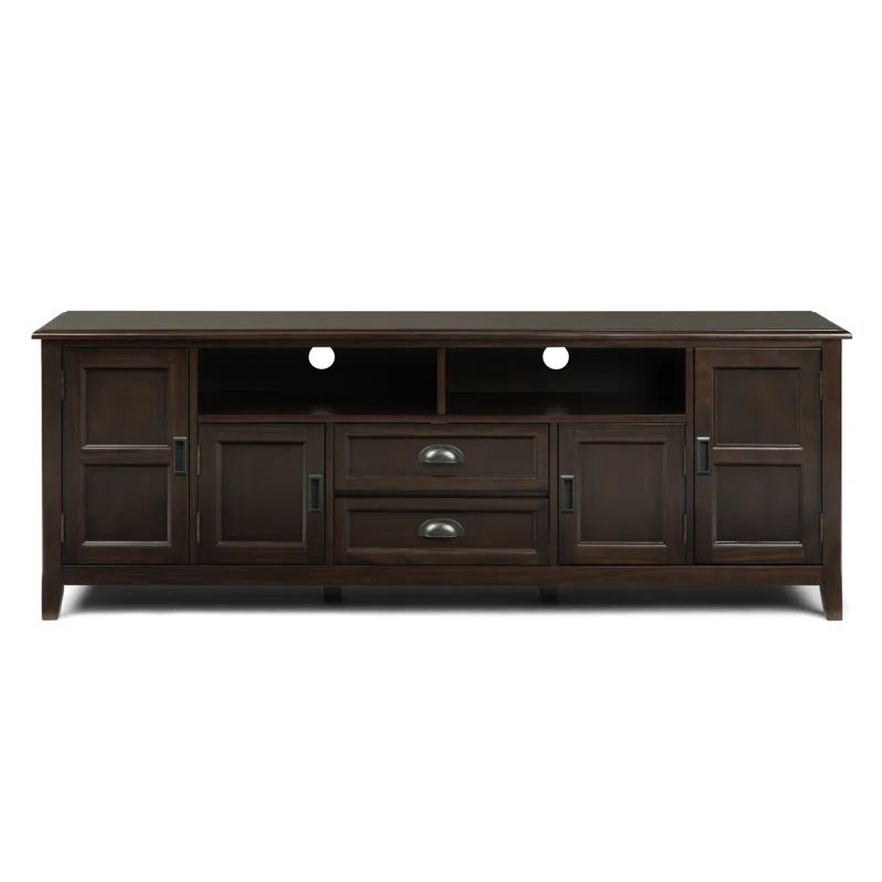 Burlington Solid Mahogany Brown 72" Transitional TV Media Stand
