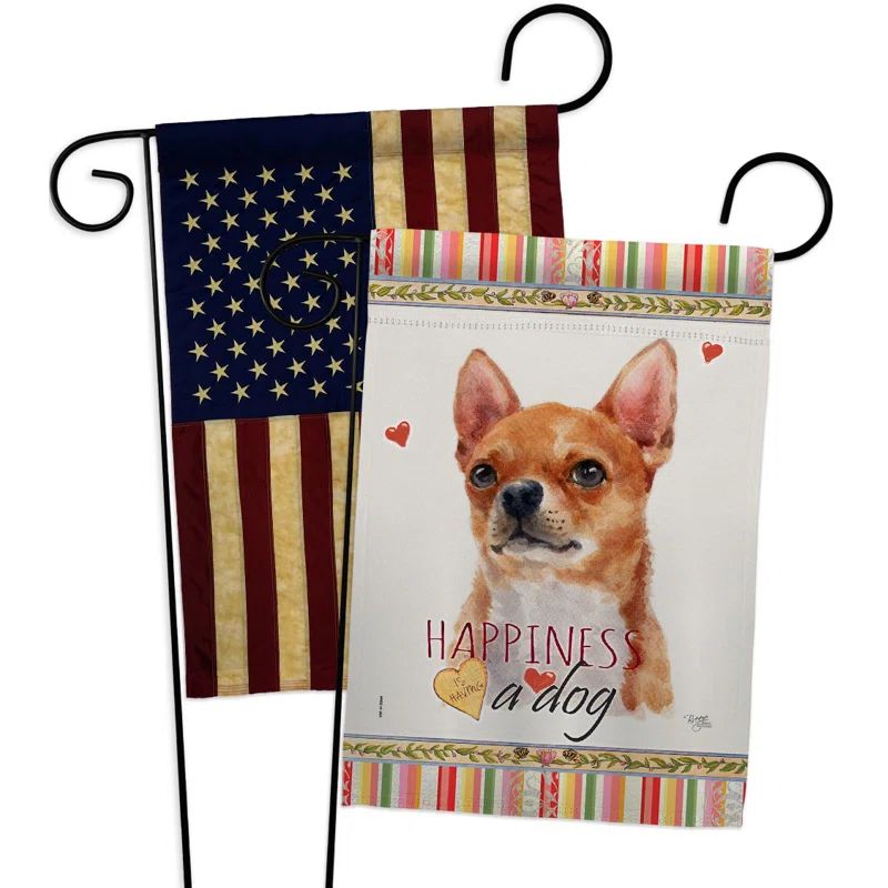 Shorthair Chihuahua Happiness Multicolor Garden Flag 13 x 18.5