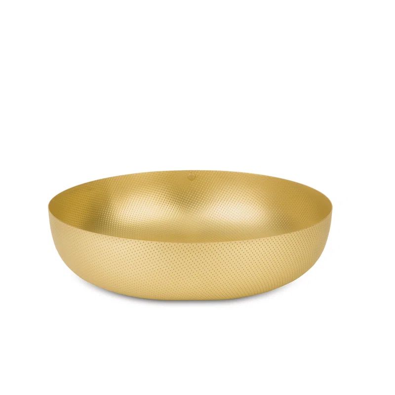 Gold Textured Round Plastic Decorative Basket