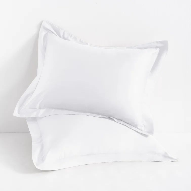 White Cotton Hypoallergenic Standard Pillow Shams, Set of 2