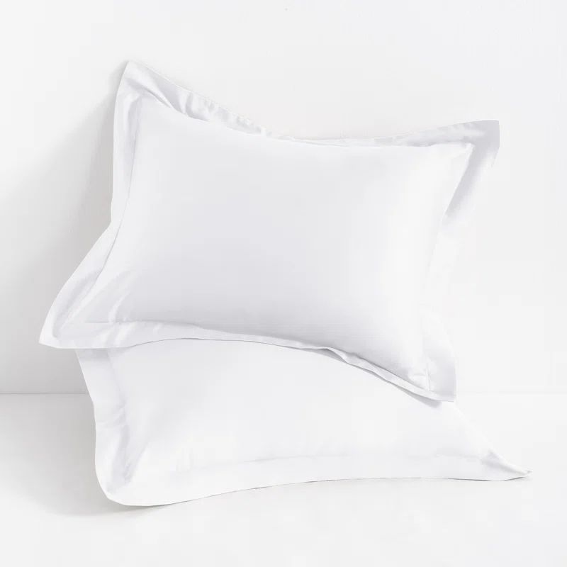 White Cotton Hypoallergenic Standard Pillow Shams, Set of 2