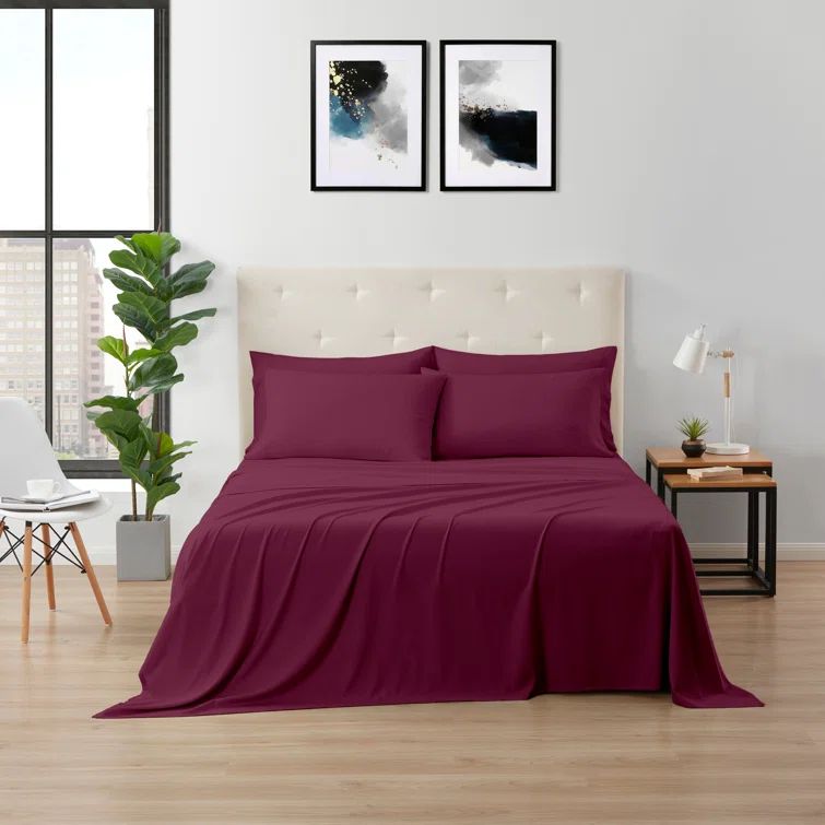Raspberry Bamboo Microfiber Deep Pocket Full Sheet Set