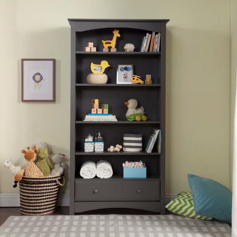 Slate Adjustable Kids Bookcase with Drawer and Shelves