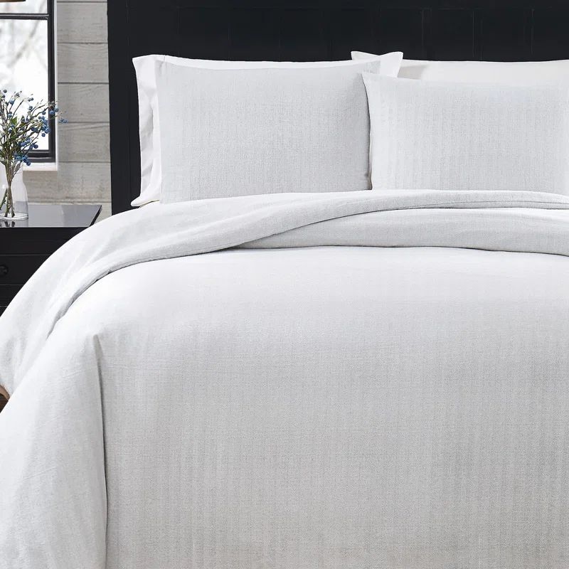 Queen Size White Cotton Flannel Duvet Cover Set