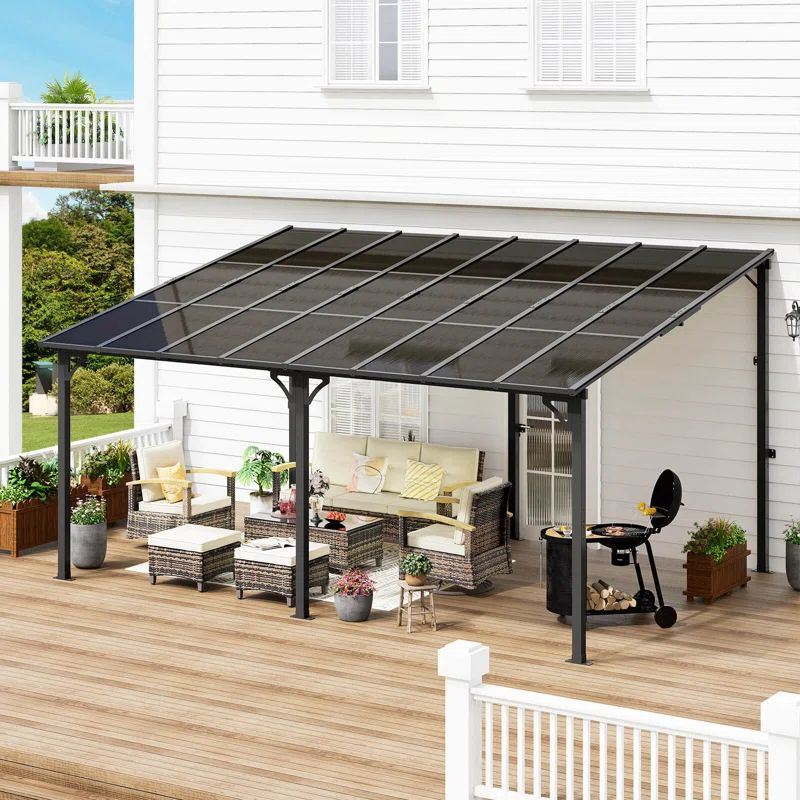 16 ft. x 12 ft. Black Aluminum Hard-Top Solar Gazebo