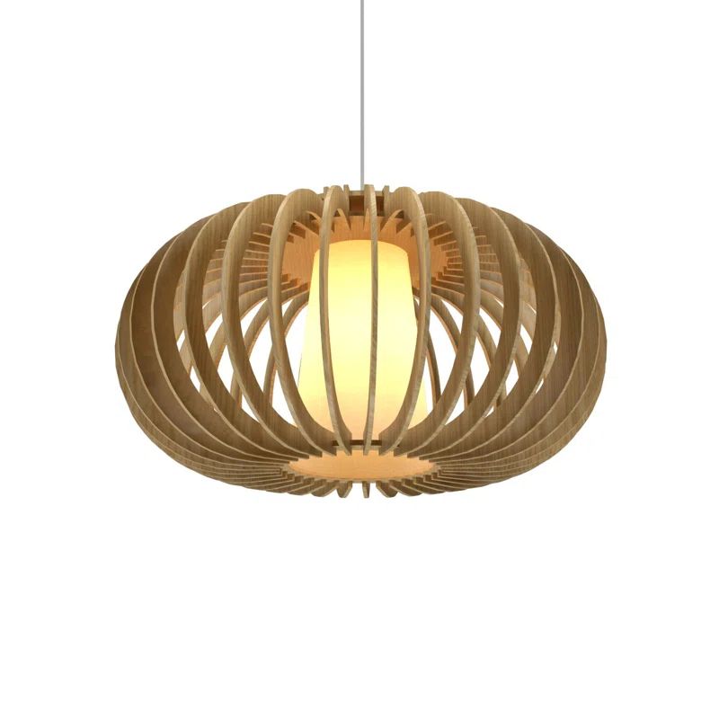 Imbuia Wood Geometric LED Pendant Light