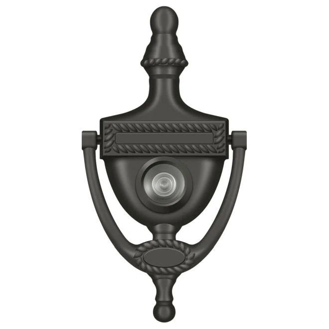 Oil Rubbed Bronze Victorian Rope Design Door Knocker with Viewer