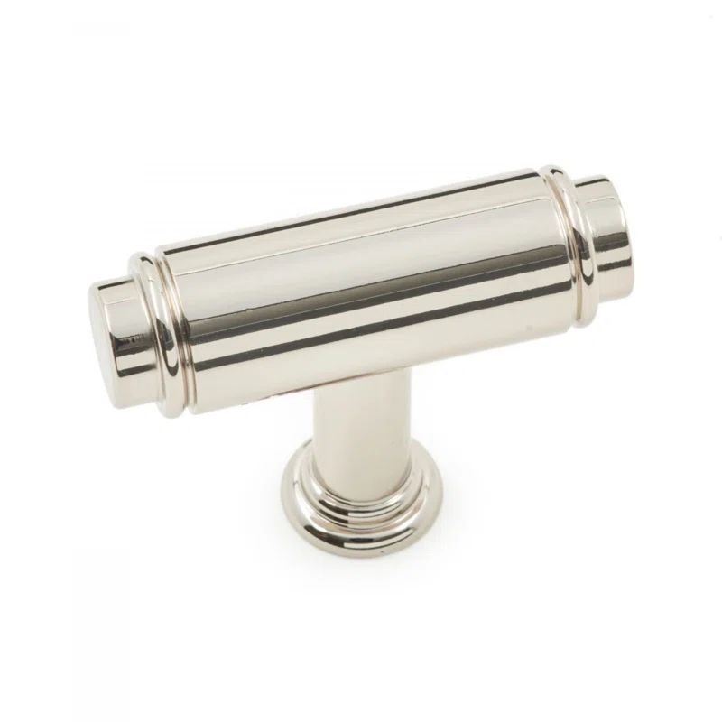 Polished Nickel Cylinder T-Handle Cabinet Knob with Mounting Hardware