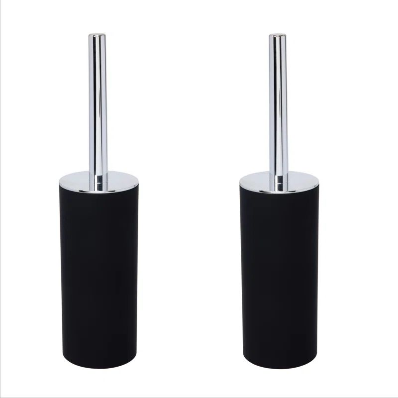 Matte Black Soft Touch Toilet Brush Set with Stainless Steel Handle