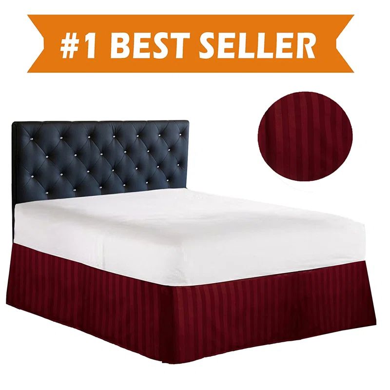 Burgundy Full Polyester Tailored Bed Skirt with Split Corners