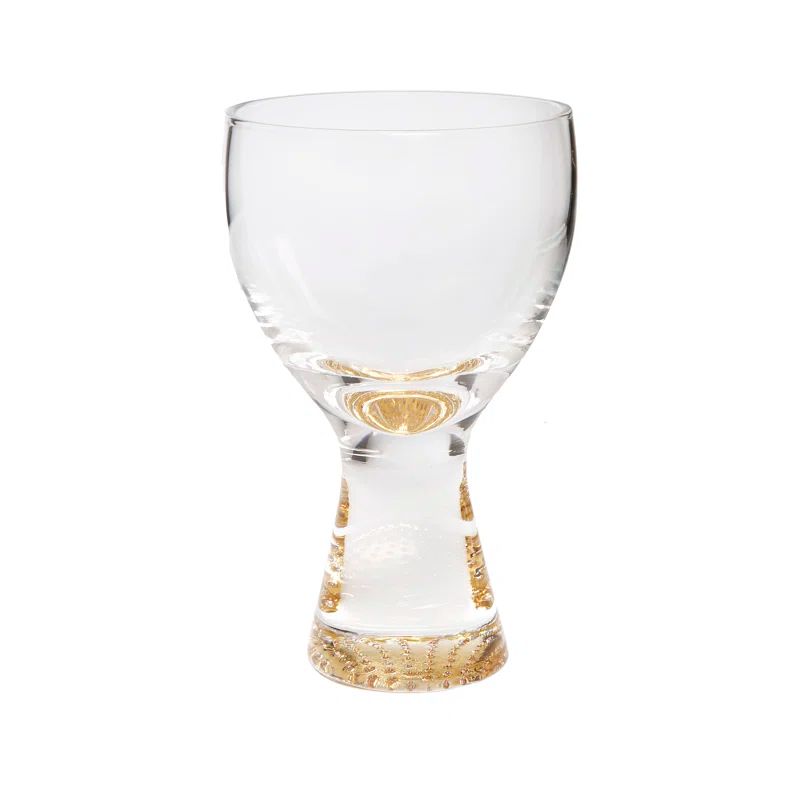 Set of 6 Clear Goblet Glasses with Gold Reflection Base
