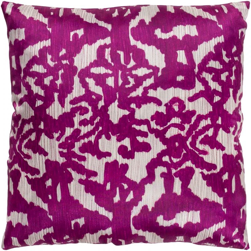 Bright Purple and Camel Damask Polyester Throw Pillow