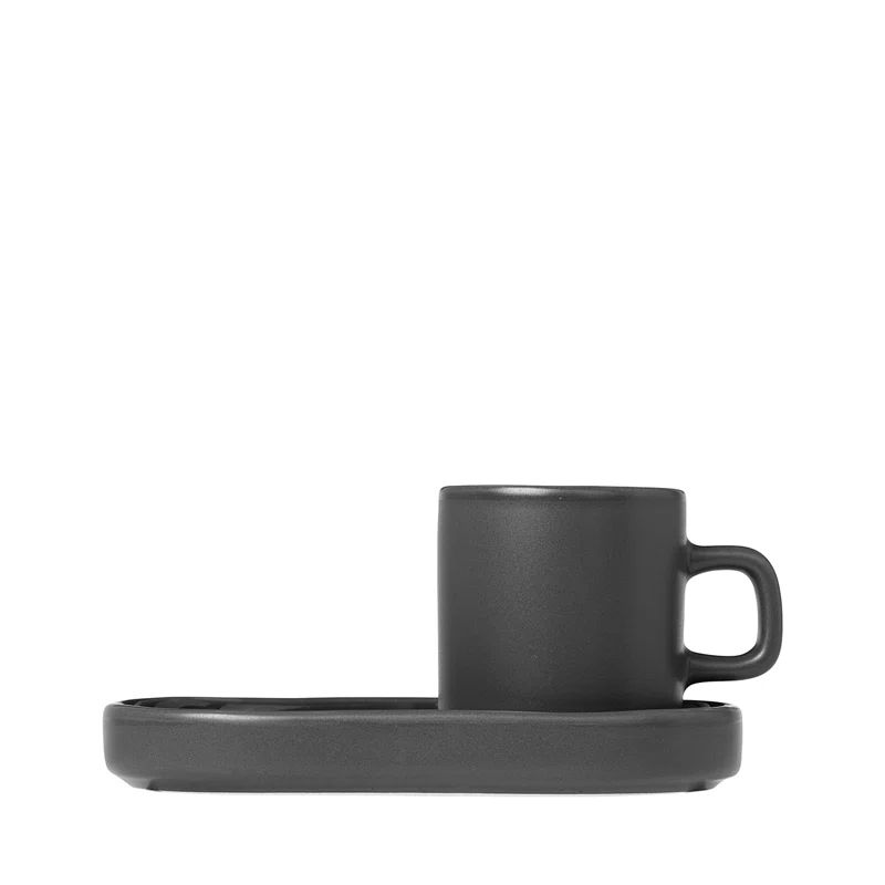 Agave Green Ceramic Espresso Cup Set with Tray