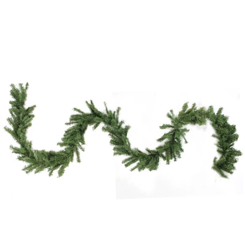 50' Green Artificial Pine Christmas Garland with Metal Hooks