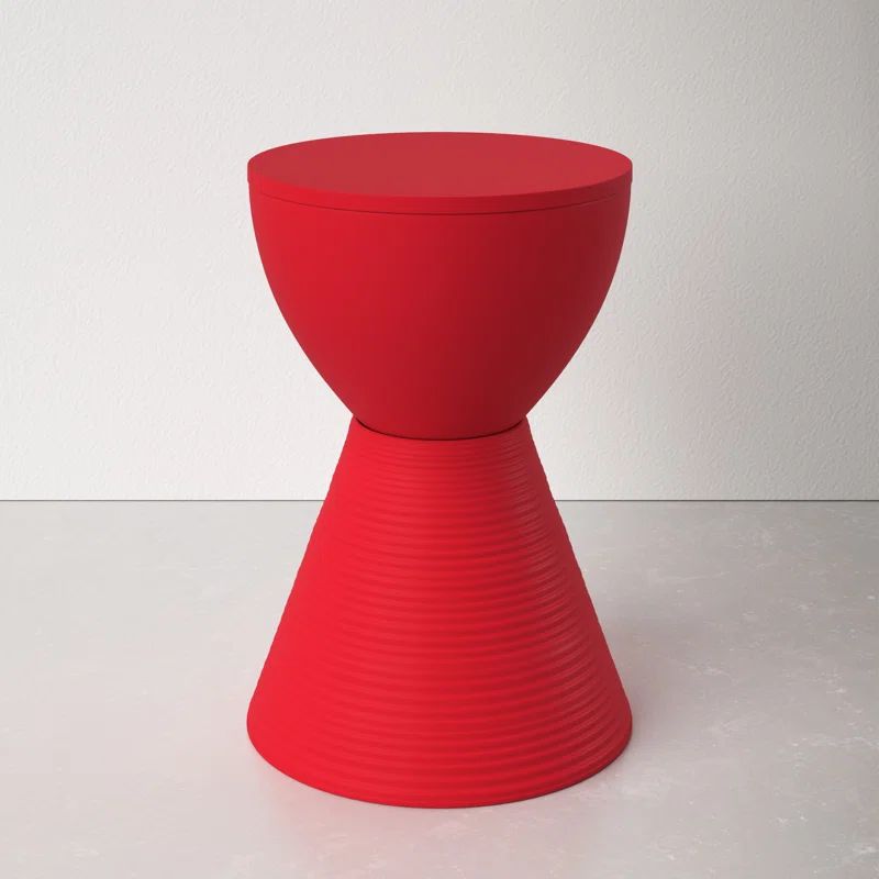 Red Hourglass Acrylic Side Table with Hidden Storage