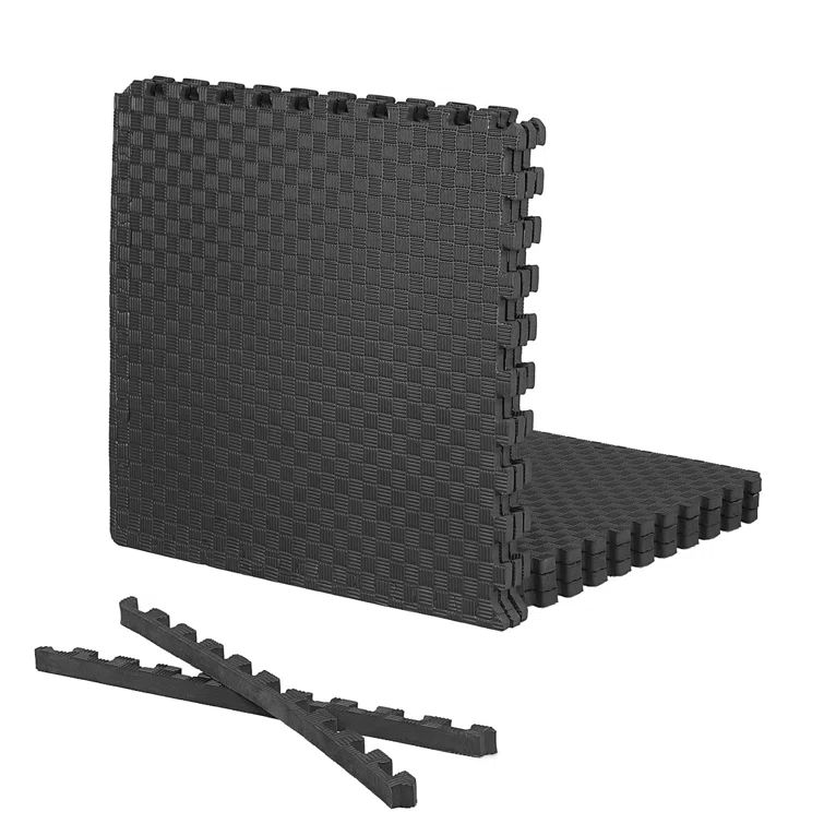 Black 24"x24" EVA Foam Interlocking Gym Floor Tiles