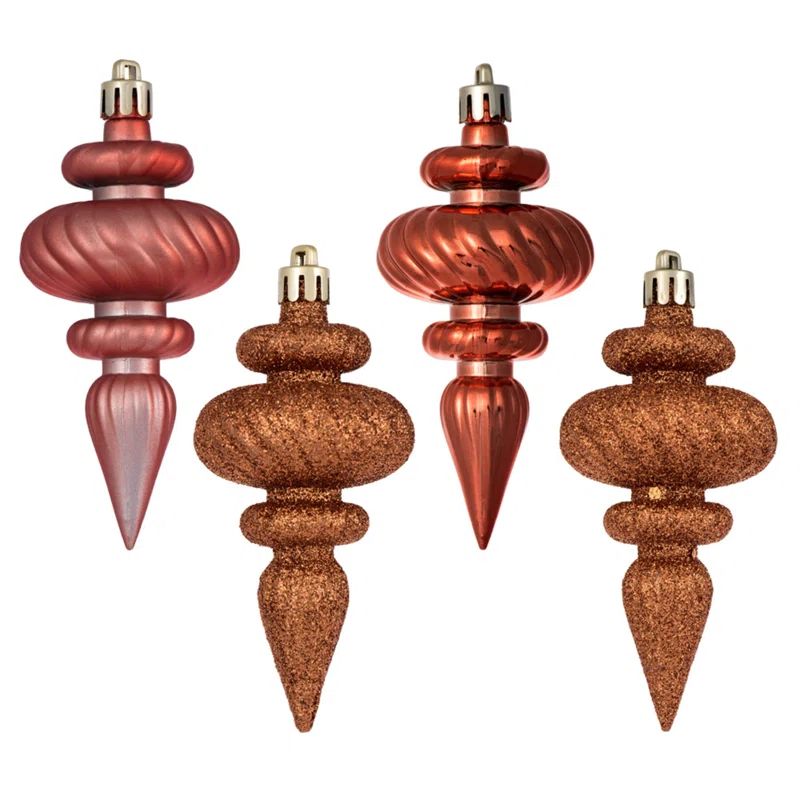 Coral Shatterproof Plastic Finial Hanging Ornament Set