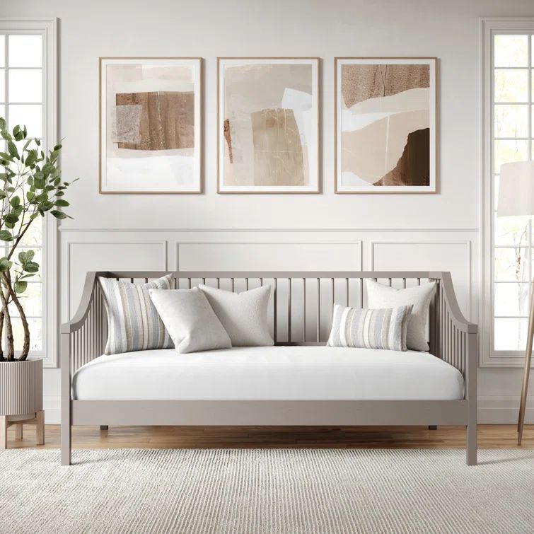 Gray Twin Solid Wood Platform Daybed with Slats