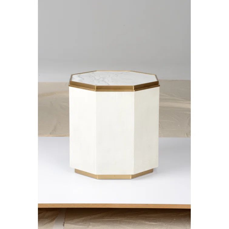 Chelsea House Octagonal White Marble Cocktail Table