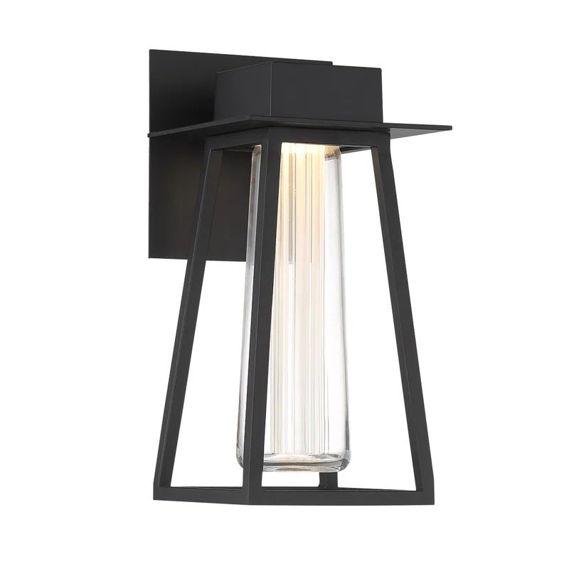Avant Garde Black Aluminum LED Sconce with Etched Glass