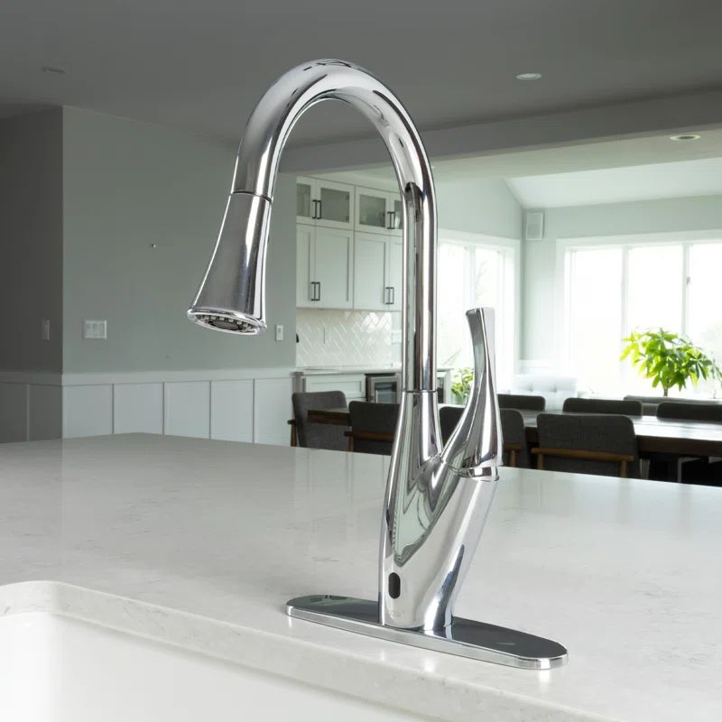 Chrome Pull-Down Single Handle Kitchen Faucet with Spray