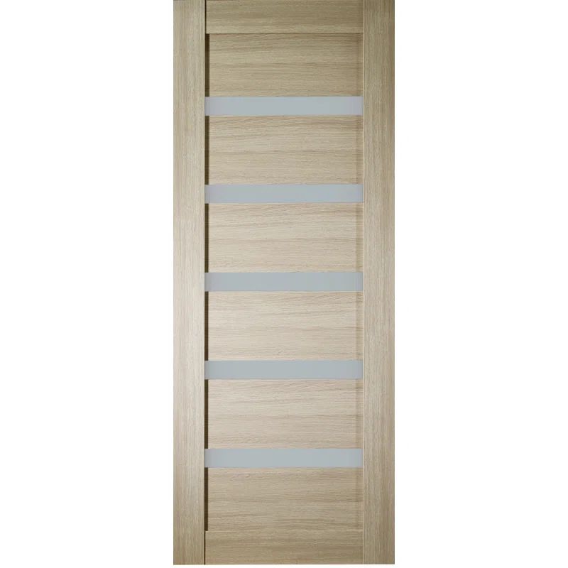 Shambor Light Brown Pine and Frosted Glass Modern Door Slab