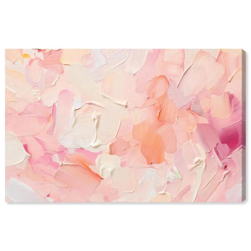 Blush Coral Abstract Canvas Art in Pastel Colors