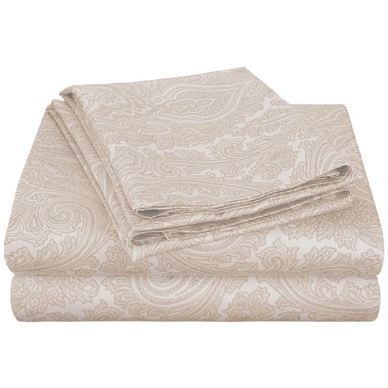 Ivory Paisley Cotton King/California King Duvet Cover Set