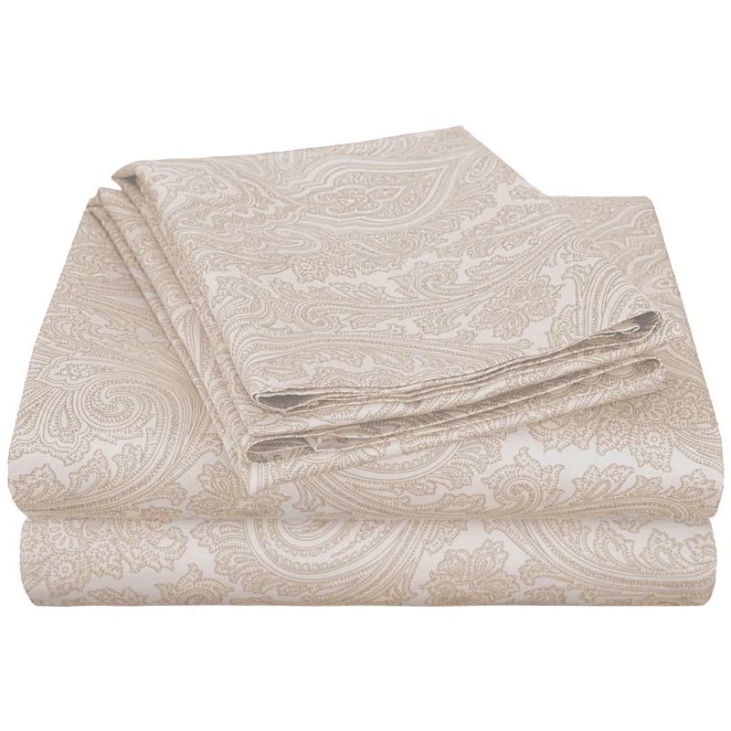Ivory Paisley Cotton King/California King Duvet Cover Set