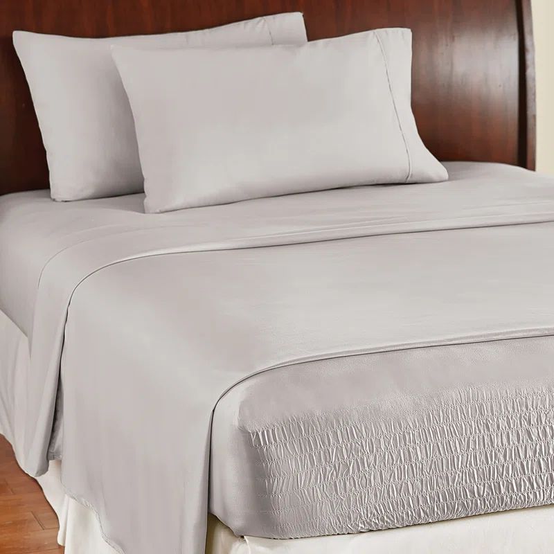 Gray Full Soft Microfiber Sheet Set with Pillow Cases