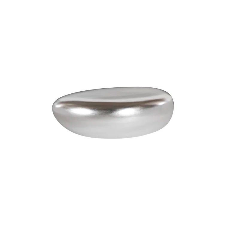 Contemporary Silver Leaf Oval Wood Coffee Table