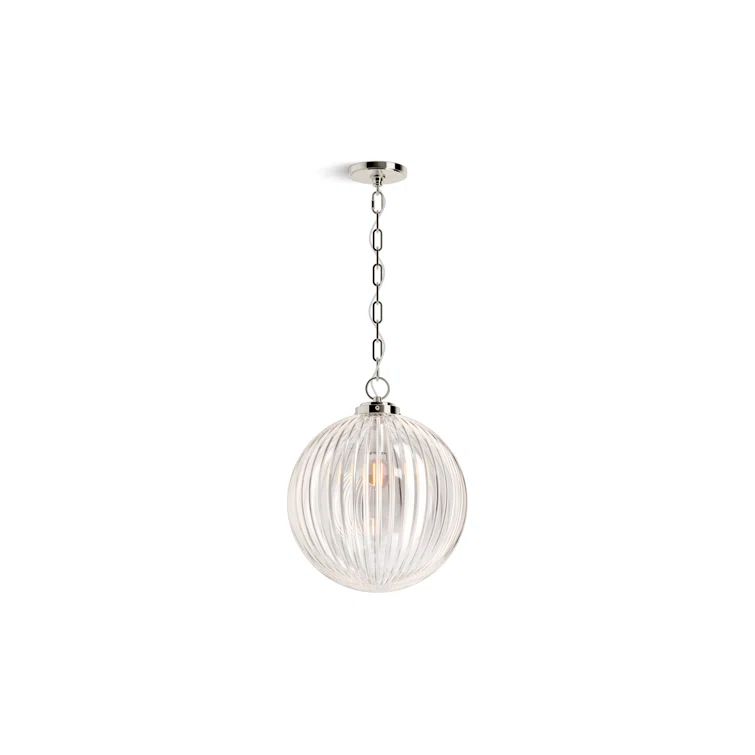 Polished Nickel 14" Glass Globe Pendant Light