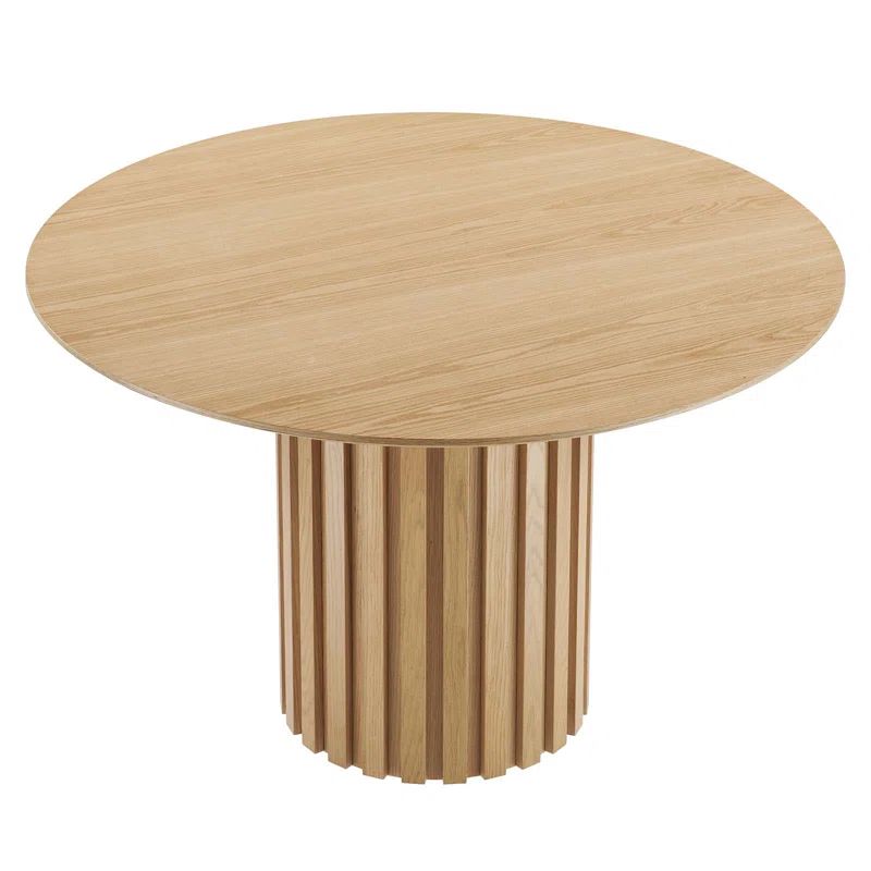 Senja 47" Oak Wood Round Mid-Century Modern Dining Table