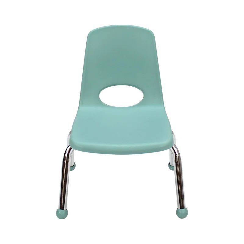 Seafoam 10" Plastic Classroom Stackable Chairs with Wheels, Set of 6