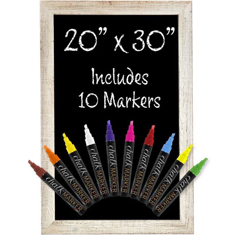 Rustic White Pine Wood Magnetic Wall Chalkboard with Markers