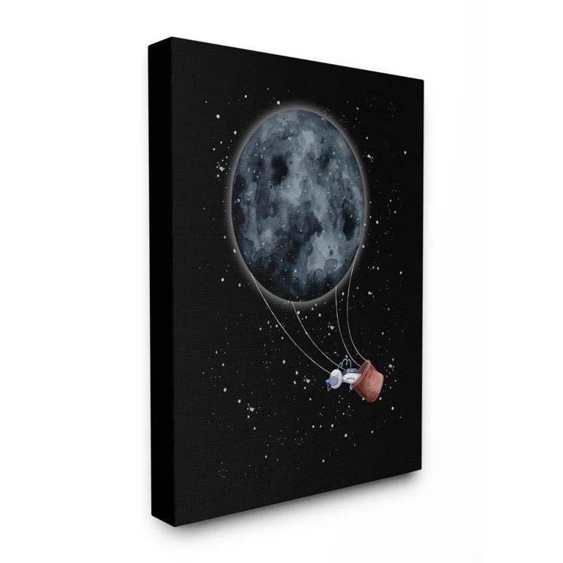 Outer Space Moon Balloon Astronaut Canvas Wall Art, 36" x 48"