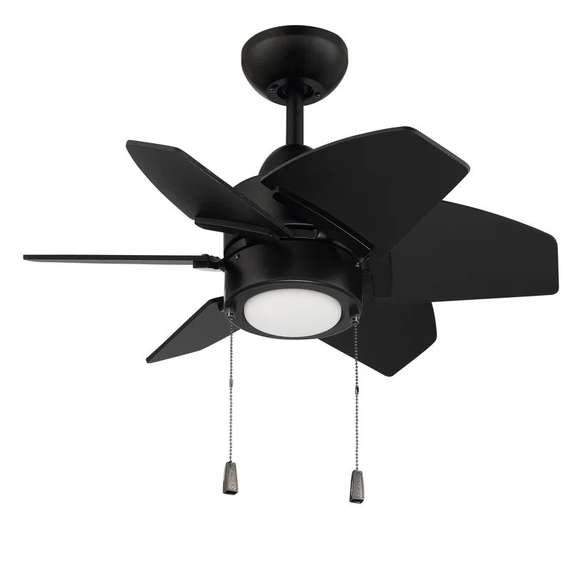 Flat Black 24'' Ceiling Fan with LED Light and 6 Plywood Blades