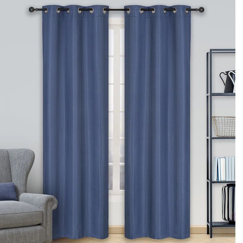 Blue Indigo 84" Blackout Polyester Window Curtains (Set of 2)