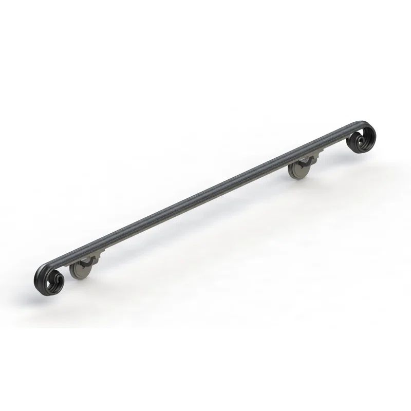 24" Black Wrought Iron Scroll Handrail with Adjustable Brackets