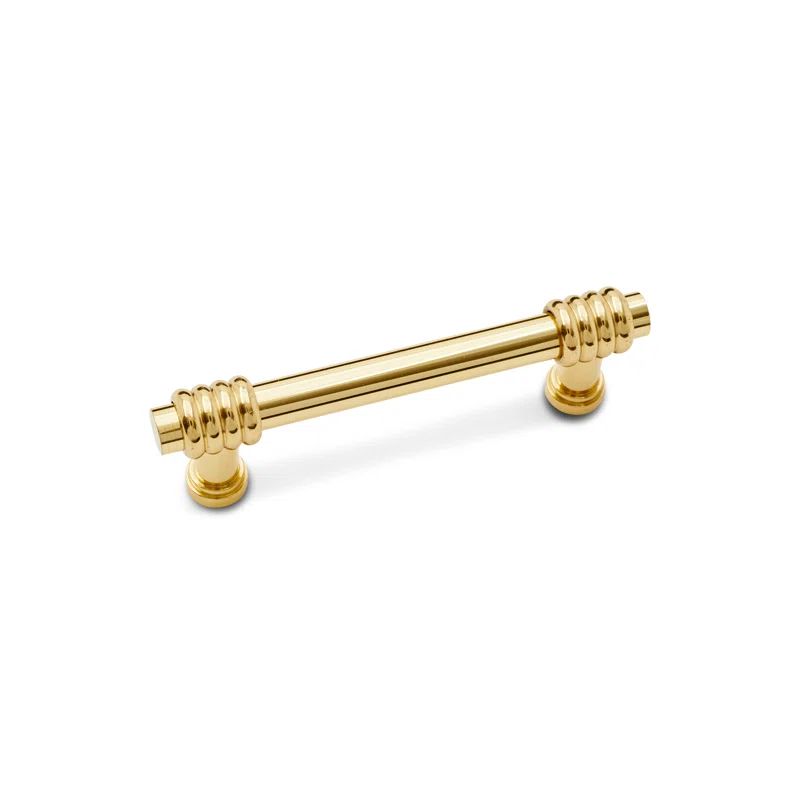 Polished Brass Modern Bar Pull with Mounting Hardware