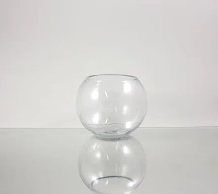 Clear Round Glass Bubble Vase for Table Decor, 6" x 5"