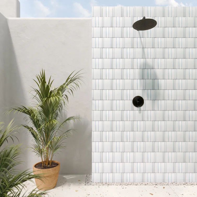 Snow White 6x6 Polished Porcelain 3D Wall Tile