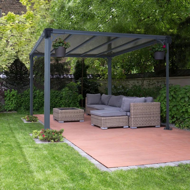 Milano 10' x 10' Gray Aluminum and Bronze Polycarbonate Gazebo
