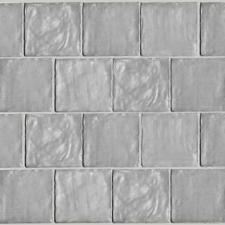 Duchess Glossy Gray Ceramic Subway Wall Tile 4-in x 4-in