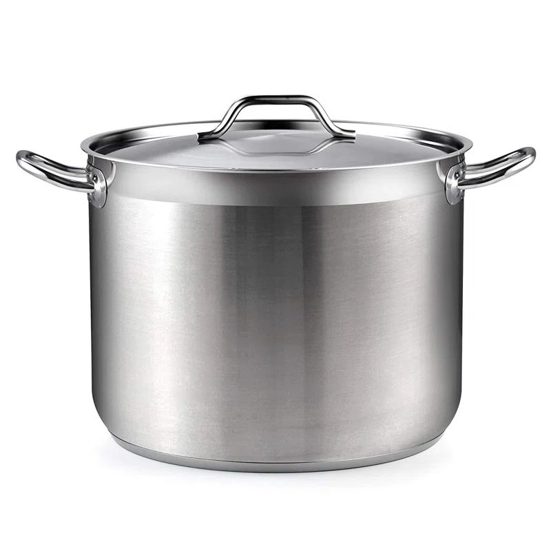 Professional Grade 30 Quart Silver Stainless Steel Stockpot with Lid